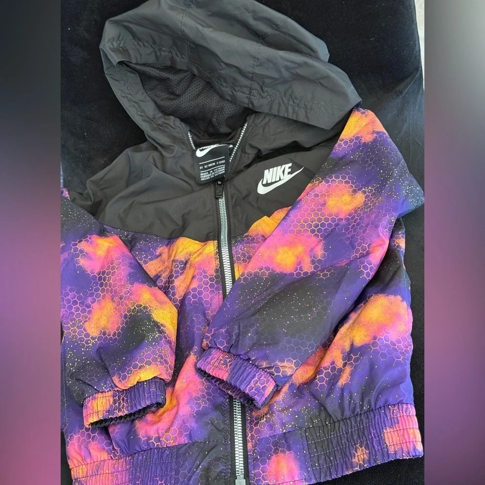 Nike Kids Purple, Pink & Orange Hooded Windbreaker Jacket 3T